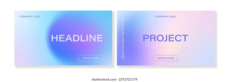 Set of 2 horizontal grainy gradient backgrounds in soft pastel colors. For covers, wallpapers, branding and other projects. Just add your text.

