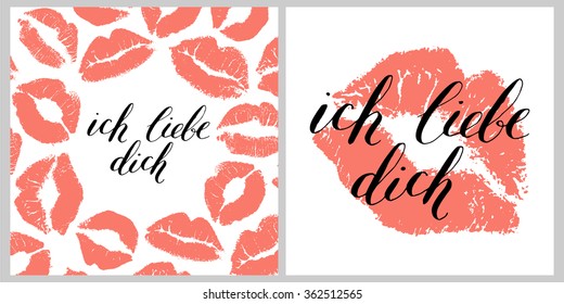 Set of 2 "I love you" vector cards in german