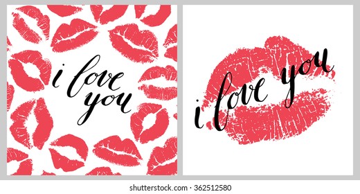 Set of 2 "I love you" vector cards 