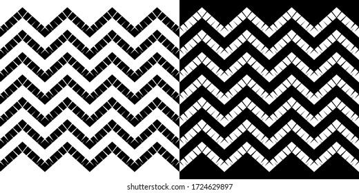 A set of 2 images. Black and white seamless background. Design with manual hatching. Ethnic boho ornament. Seamless background. Vector illustration for web design or print.