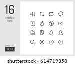 Set 2 of interface icons on the white background. Universal linear icons to use in web and mobile app.