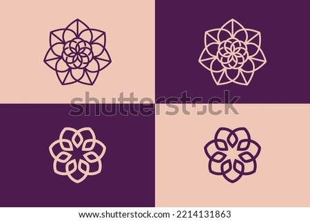 SET 2 intricate flower mandala logo concept design. Vector logo template for branding in cosmetics, florist, nature, luxury, jewelry, spa and more