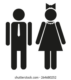 Set of 2 isolated silhouettes for lady and gentleman