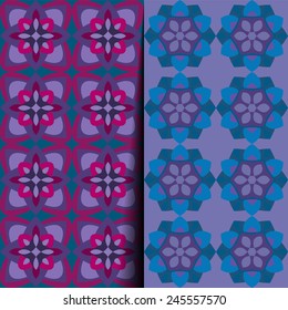 Set of 2 kaleidoscope floral patterns