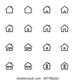 Establezca 2 iconos de línea que representen la Ilustración vectorial de casa. Símbolos sencillos de la casa