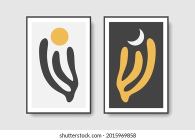 Set 2 matisse mid century day and night wall art prints
