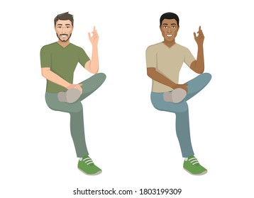 Set 2 Men sitting  in casual clothes under the white background.,vector eps10