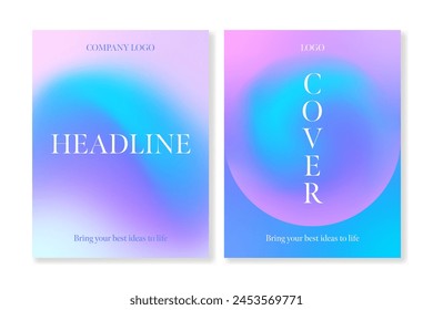 Set of 2 modern cover templates with abstract bltrred gradient shapes. For brochures, booklets, banners, posters, business cards, social media and other projects. Just add your text.