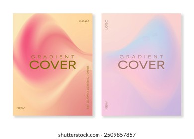 Set of 2 modern cover templates with abstract gradient backgrounds. For brochures, booklets, banners, posters, business cards, social media and other projects. 
