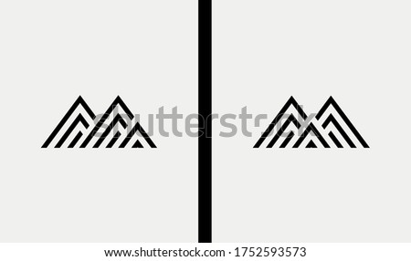 SET of 2 monograms for letter M in gemetric line style. Vector logo elements for companies branding