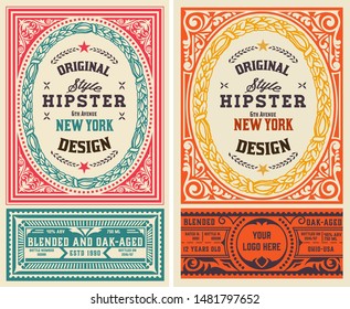 Set of 2 Old liquor labels for packing,  Vector layered