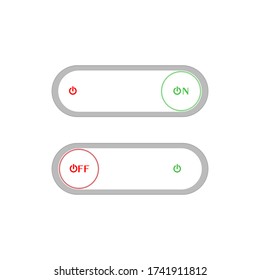 Set of 2 On Off slider style power buttons with grey background, The Off buttons are enclosed in red circle and the on buttons in green circle,