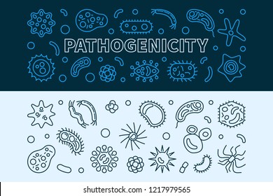 Set of 2 Pathogenicity horizontal banners. Vector concept illustration in thin line style
