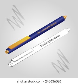 Set of 2 pens isolated on light gray background.