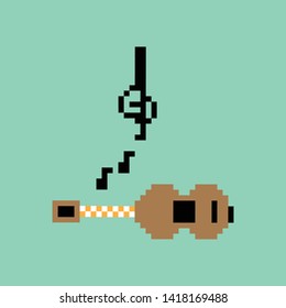 Set of 2 pixelated acoustic guitars - isolated vector illustration
