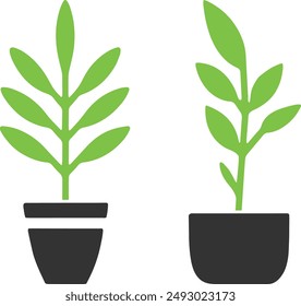 Un conjunto de 2 plantas en una Ilustración vectorial de bañera.