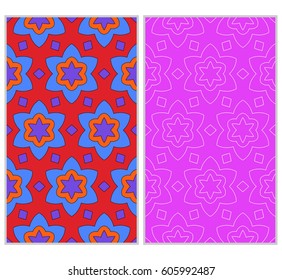 set of 2 romantic geometric floral seamless pattern. Vector illustration. For modern interior design, fashion textile print, wallpaper, decor panel