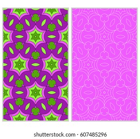 set of 2 romantic geometric floral seamless pattern. Vector illustration. For modern interior design, fashion textile print, wallpaper, decor panel