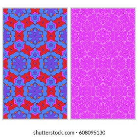 set of 2 romantic geometric floral seamless pattern. Vector illustration. For modern interior design, fashion textile print, wallpaper, decor panel