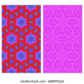 set of 2 romantic geometric floral seamless pattern. Vector illustration. For modern interior design, fashion textile print, wallpaper, decor panel