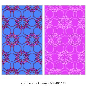 set of 2 romantic geometric floral seamless pattern. Vector illustration. For modern interior design, fashion textile print, wallpaper, decor panel