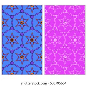 set of 2 romantic geometric floral seamless pattern. Vector illustration. For modern interior design, fashion textile print, wallpaper, decor panel