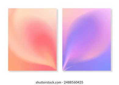 Set of 2 romantic gradient background in pink, beige and purple. For brochures, catalogues, booklets, magazines, branding, social media and other projects. Vector, printable, just add your text.