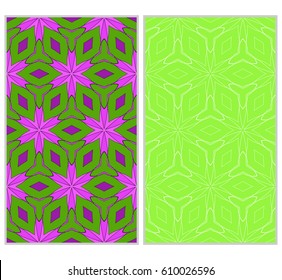Set of 2 seamless floral pattern with hand drawn texture. Ornament for interior design, greeting cards, birthday or wedding invitations, fabric print. Ethnic background in arabian style.
