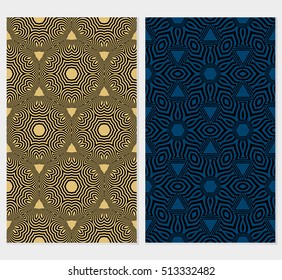 set of 2 seamless ornament. Ethnic geometric pattern. optical illusion. vector illustration. for interior design, printed, wallpaper, fashion