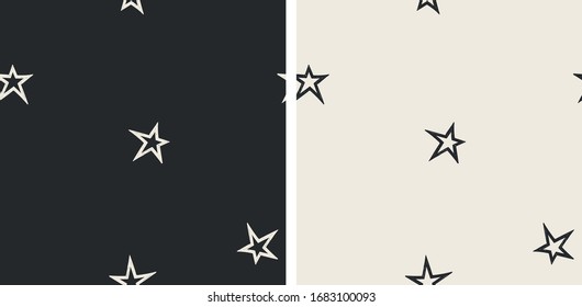 Set of 2 seamless pattern with night sky and stars. Vector background.