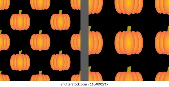 Set of 2 seamless pattern with pumpkins isolated, EPS10