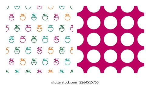 Set of 2 seamless patterns with coconut drink and circles