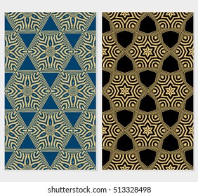 set of 2 seamless patterns. Ethnic geometric pattern. optical illusion. vector illustration. for interior design, printed, wallpaper, fashion