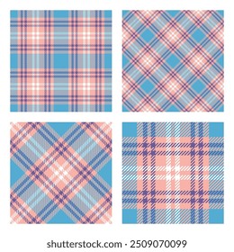 Set of 2 seamless patterns. Scottish tartan plaid. Buffalo plaid.. Vector Illustration.