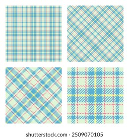 Set of 2 seamless patterns. Scottish tartan plaid. Buffalo plaid.. Vector Illustration.