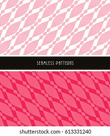 set of 2 seamless tiles with strings of linear beads in red shades