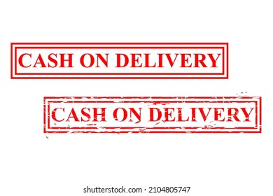 set 2, Simple Vector rusty Red Rectangle Rubber Stamp, Cash on Delivery or COD
