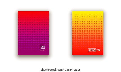 set of 2 Social media duotone gradient background. Social network stories soft colorful theme pack. Rainbow graphic display, wallpaper. vibrant mobile app design set Blending bright duo color template