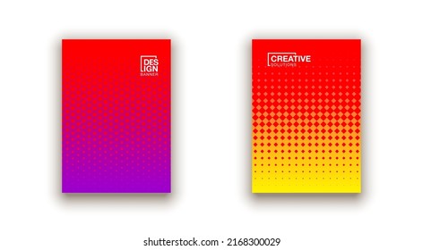 set of 2 Social media duotone gradient background. Social network stories soft colorful theme pack. Rainbow graphic display, wallpaper. vibrant mobile app design set Blending bright duo color template