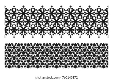 Set of 2 tattoo floral bracelets. Seamless borders for design. Vector template.