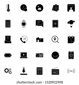 Set 2 of UI and UX icon in solid style. Creative glyph interface symbols for website design and mobile apps. Simple user interface solid icon sign isolated on white background. 25 icons.