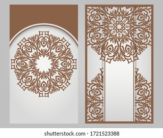 Set of 2 vector abstract ornamental nature cards. Ethnic banners templates