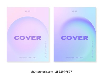 Set of 2 vector cover templates with blurred gradient circles of light pastel colors. For brochures, booklets, banners, posters, business cards, social media and other projects. Just add your text.