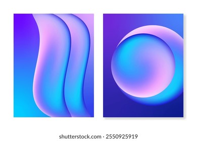 Set of 2 vector cover templates with abstract gradient shapes. For brochures, booklets, banners, posters, business cards, social media and other projects. Just add your text.