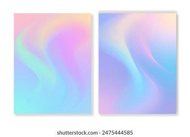 Set of 2 vector gradient backgrounds with abstract wavy texture. For covers, wallpapers, branding and other projects. You can use a grainy texture for any of the gradients.
