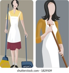 A set of 2 vector illustrations of cleaners.