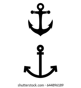 Set of 2 vectors. Pictogram anchor icon. Black icon on white background.