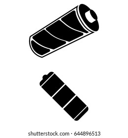 Set of 2 vectors. Pictogram battery icon. Black icon on white background.