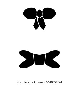 Set of 2 vectors. Pictogram bow icon. Black icon on white background.