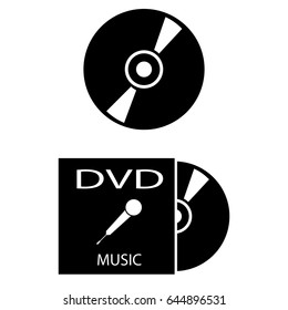Set of 2 vectors. Pictogram cd or dvd icon. Black icon on white background.